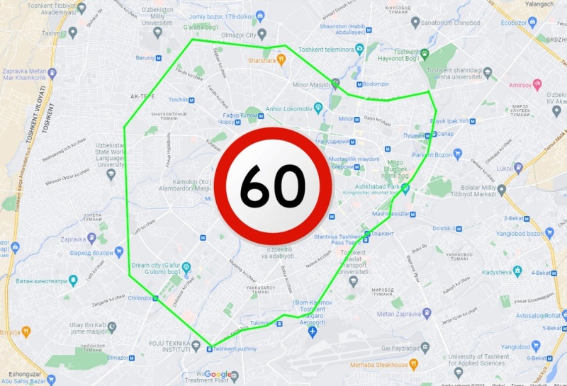 В Ташкенте ограничили скорость до 60 км/ч в пределах Малой кольцевой 