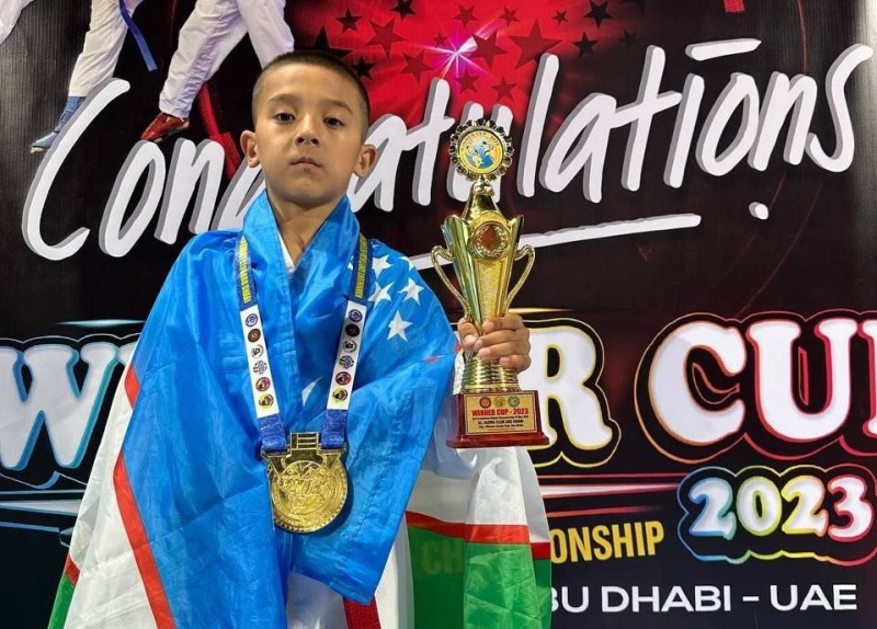 Восьмилетний каратист из Узбекистана победил на турнире в ОАЭ